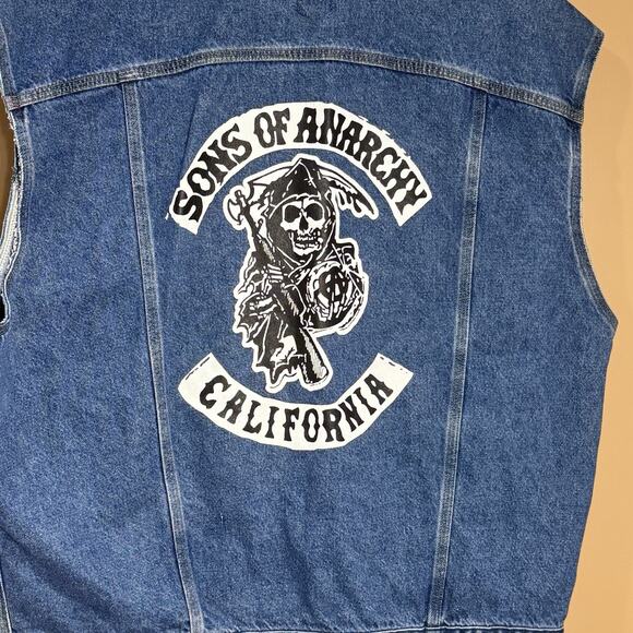 Vtg Carhartt Denim Vest Mens Trucker 2XL Tall Sons of Anarchy Union Made in USA - Picture 8 of 9